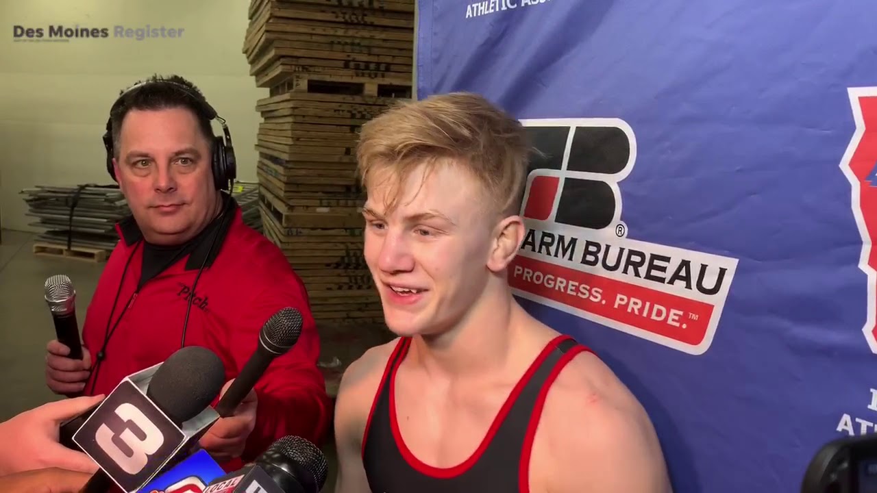 Centerville's Matthew Lewis reacts to winning third state wrestling