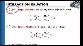 PRINCIPLES OF STEEL DESIGN | ANALYSIS OF BEAM-COLUMN MEMBERS - THE INTERACTION EQUATION