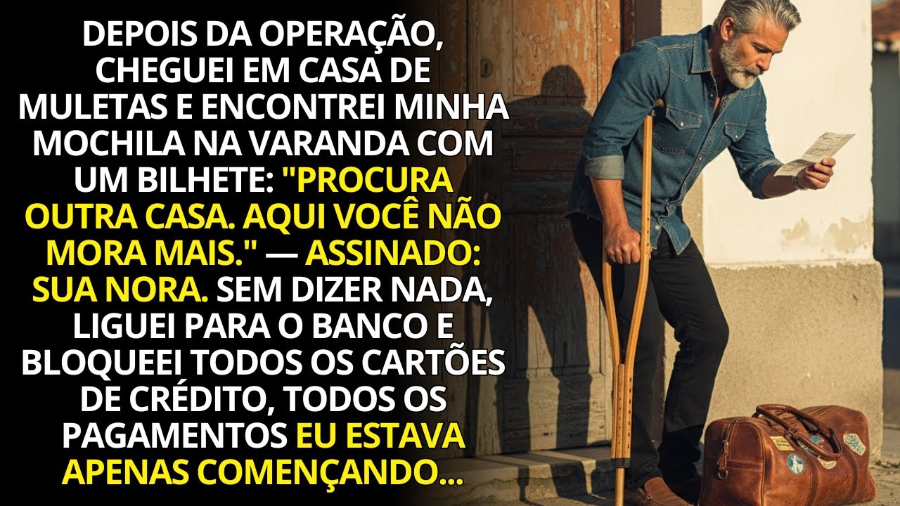 Depois da operação, cheguei em casa de muletas… e encontrei um bilhete: “Procura outra casa.”