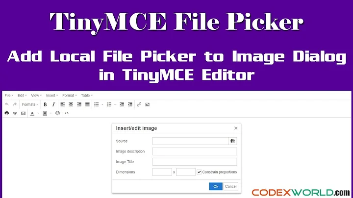 Add a Local File Picker to Image Dialog in TinyMCE