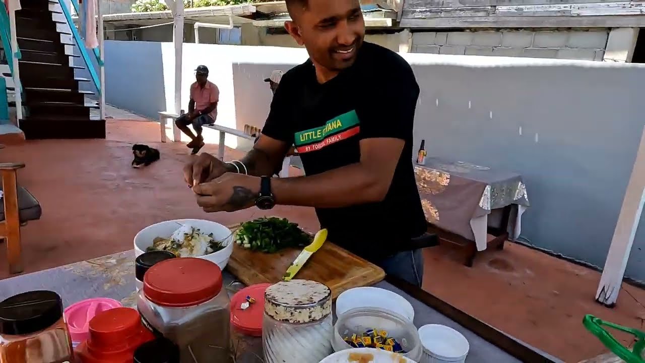 cooking goat curry at the backyard with youtube friends and family