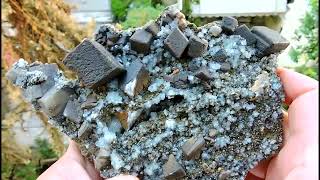 Calcite, Quartz and Siderite mineral specimen from Megalo Livadi in Serifos island in Greece.