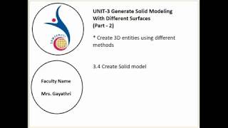 UNIT - 3 (B) Generate Solid Models with Different Surface (Part-2)