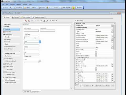 V11 Dialog Component - Editing in Tree and Wysiwyg Mode - Setting Properties in Multiple Controls
