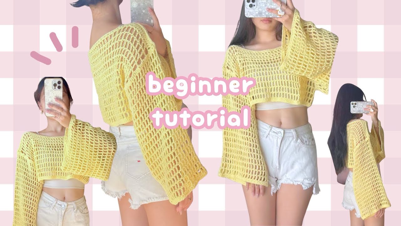 crochet shrug🎀mesh top, long sleeves mesh sweater for beginner tutorial