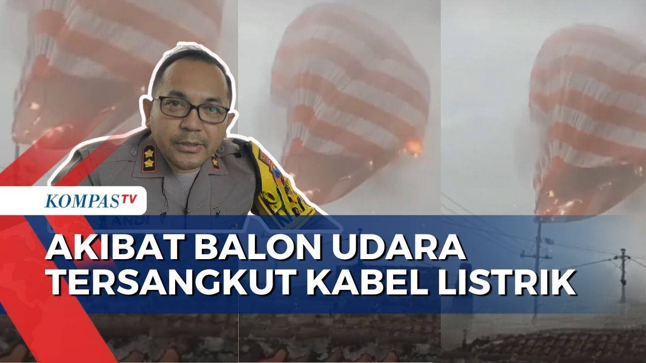 Video Amatir Balon Udara Tersangkut Kabel Listrik hingga Terbakar, Listrik di Kabupaten Malang Padam