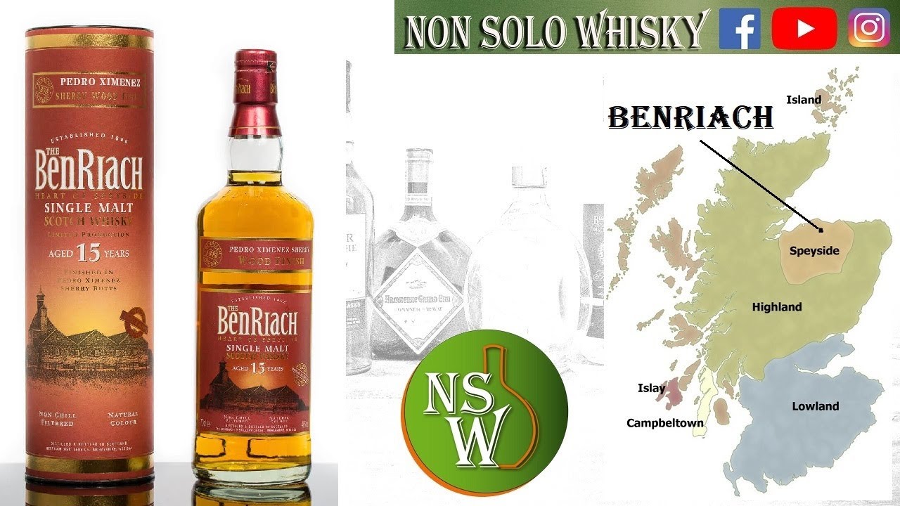 Benriach 15 yo Speyside Single malt scotch whisky PX Finish 46% - YouTube