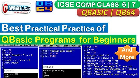 QBasic programming for beginners | Practice of 5 QB64 programs | qbasic programming for class 6 | 7