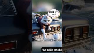 The handsome white cat boy saved the beautiful girl 💓#cat #ainimation #cartoon #funny #shorts #meow