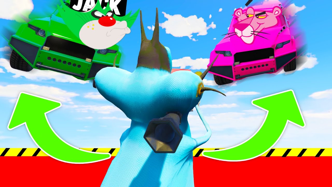 OGGY FLYING WITH JACK IN RPG VS FLYING CAR CHALLENGE (GTA 5 Funny Moments)