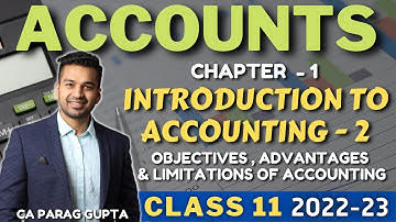 Class 11 ACCOUNTS (Session 2022-23) Chapter 1 - Objectives, Advantages & Limitation of Accounting