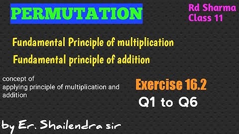 Permutation Class 11 | Fundamental Principle of Counting | Rd sharma class 11 Exercise 16.2