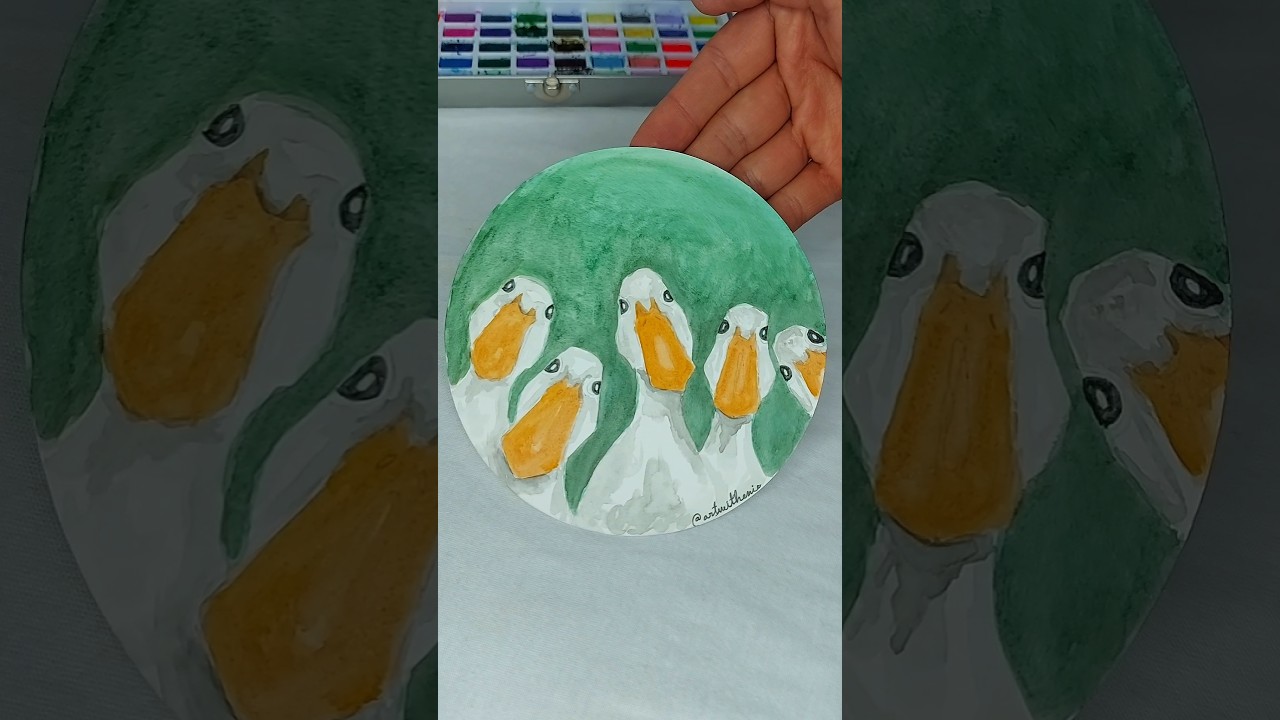 Patos curiosos en Acuarela 🎨