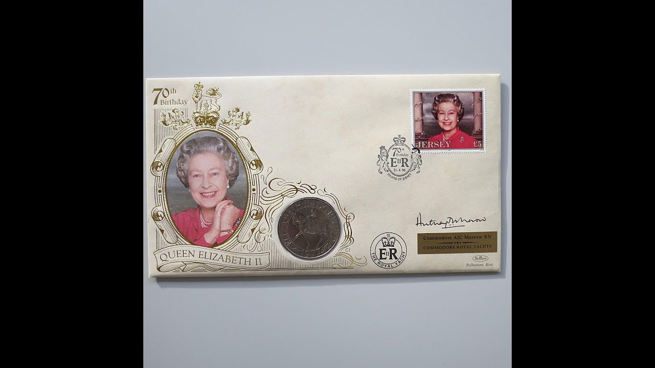 1996 HM Queen Elizabeth II 70th Birthday Crown Coin Cover - Benham Signed First Day Cover
