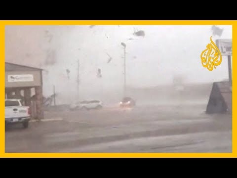 🇺🇸 مشهد مخيف لإعصار يضرب شمال شرق ولاية أركنساس