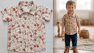 1 to 2 Year Baby Boy Shirt Cutting and Stitching Tutorial | Very Easy Step by step for Beginners