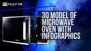 3D model of a microwave with infographic