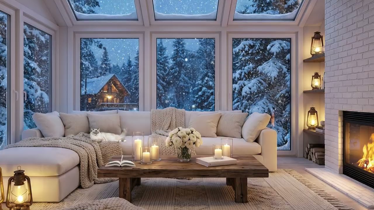 Мягкое горное пианино – Умиротворяющая зимняя домашняя атмосфера с нежным пианино