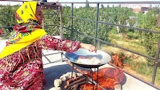 Outdoor Rooftop Cooking Making Persian Chelo Morgh With Amazing Scenery