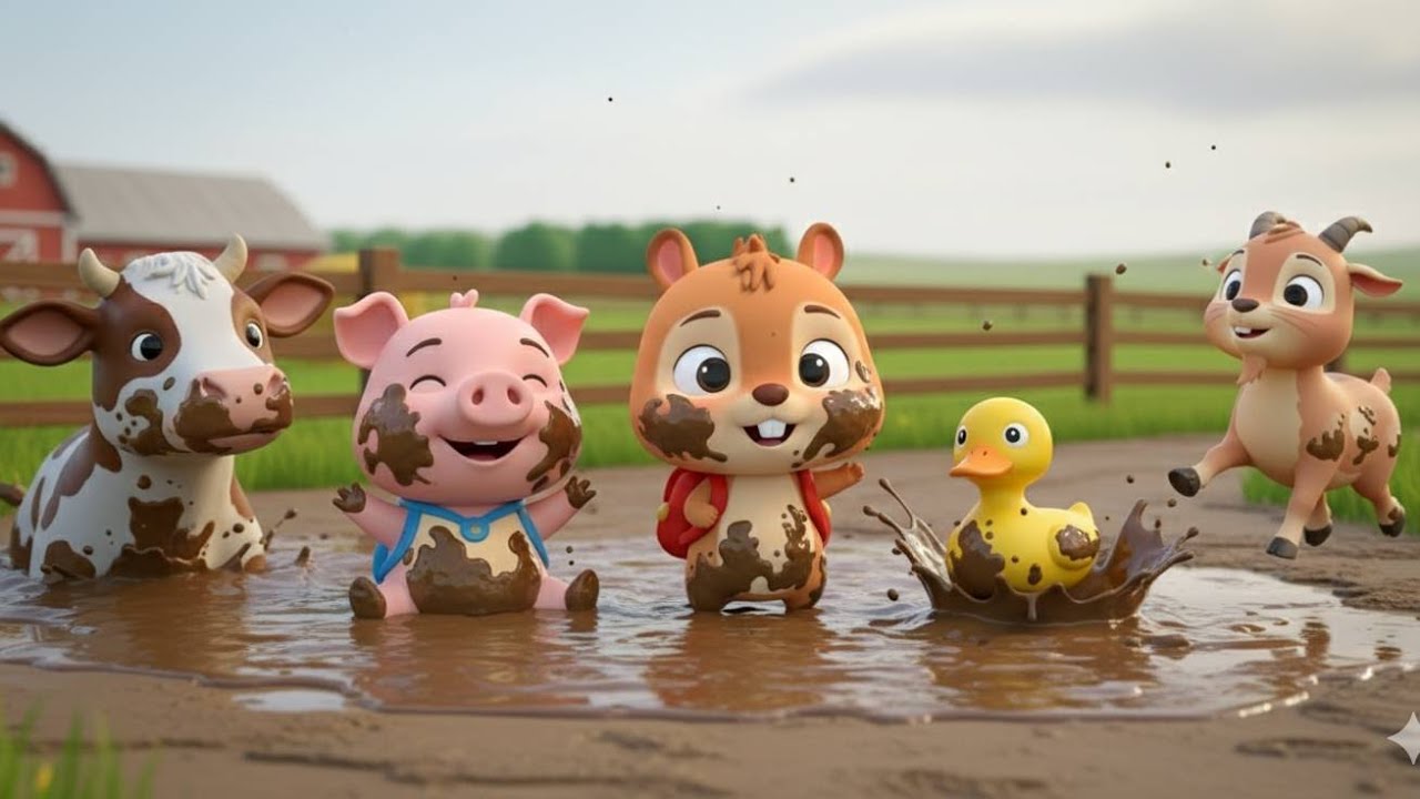 Wheels on the Bus  🚜 | Fun Muddy Puddles Song! | Chippy's Playhouse Nursery Rhymes