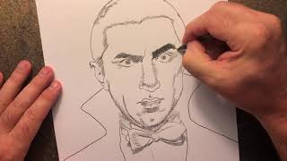 Bela Lugosi as Dracula preliminary pencil drawing Part 1