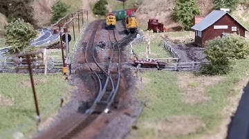 Caliente and Tehachapi Loop on 2 hollow core doors in N scale