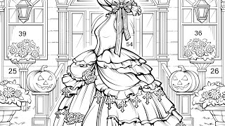 Halloween Dress , Pumpkin Porch & Victorian Online Game Color by Number #coloringbook screenshot 1