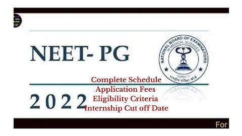 #neetpg2022| NEET PG 2022 APPLICATION FORM RELEASED. GET ALL DETAILS IN VIDEO