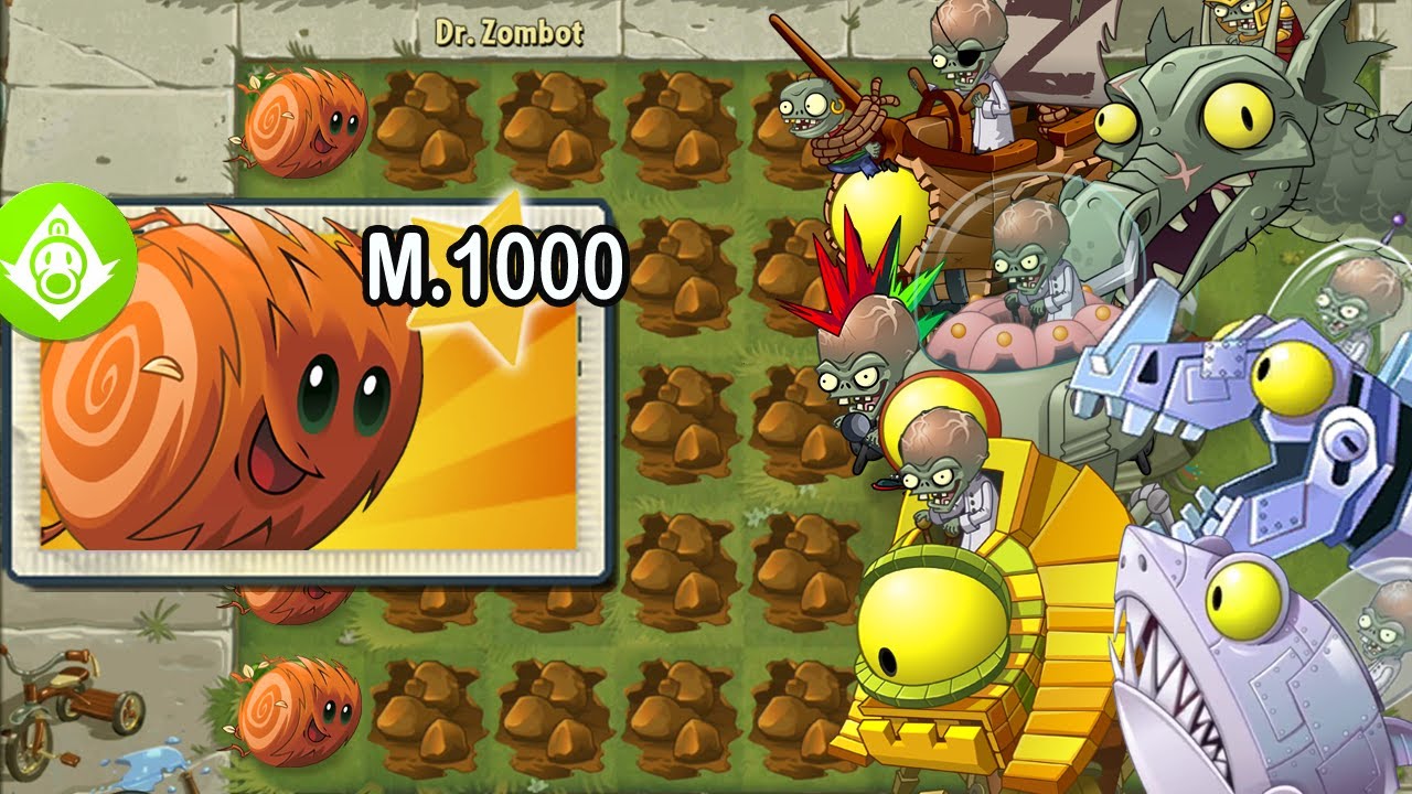 Plants vs Zombies 2 - Rodadora Nivel 1000 vs Todos los Zombot - YouTube