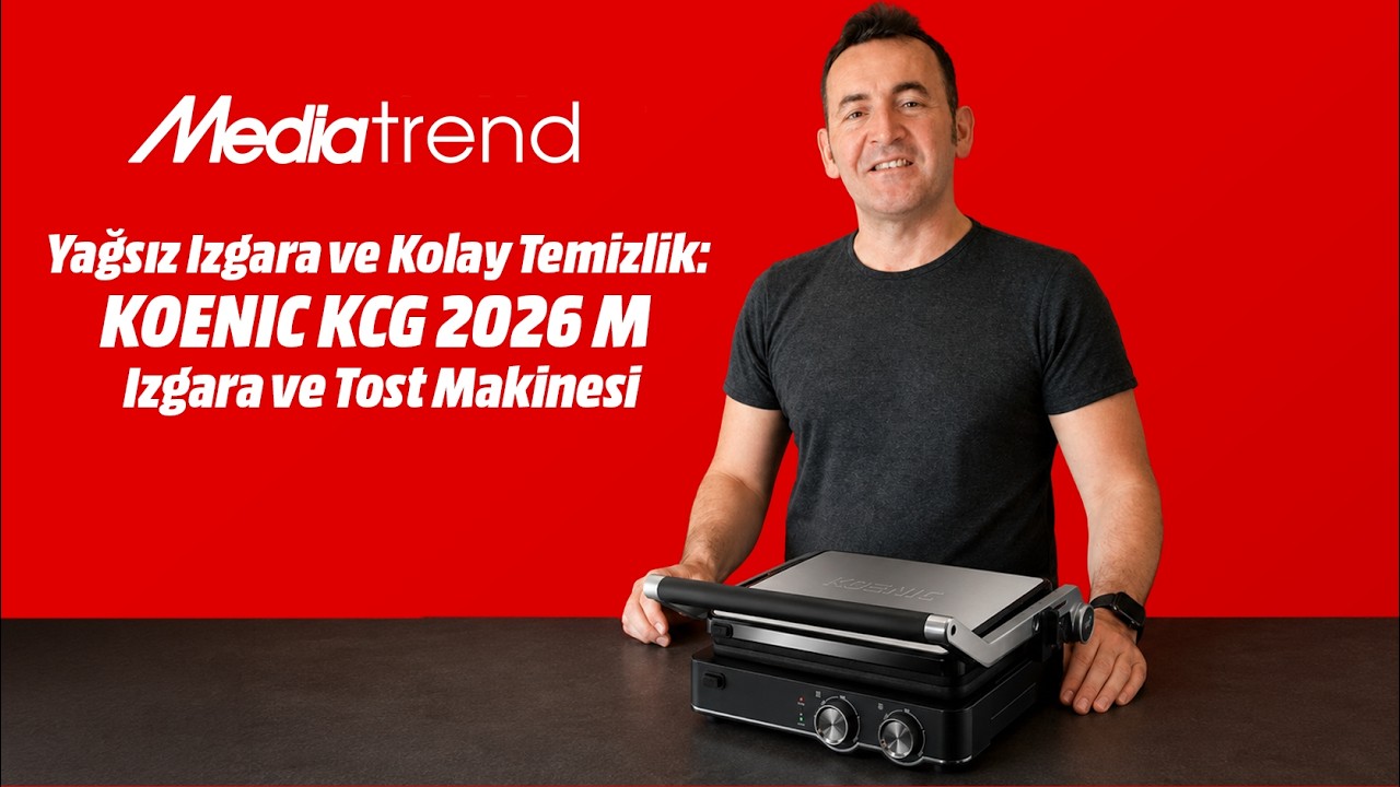 Yağsız ızgara ve kolay temizlik: KOENIC KCG 2026 M Izgara ve Tost Makinesi