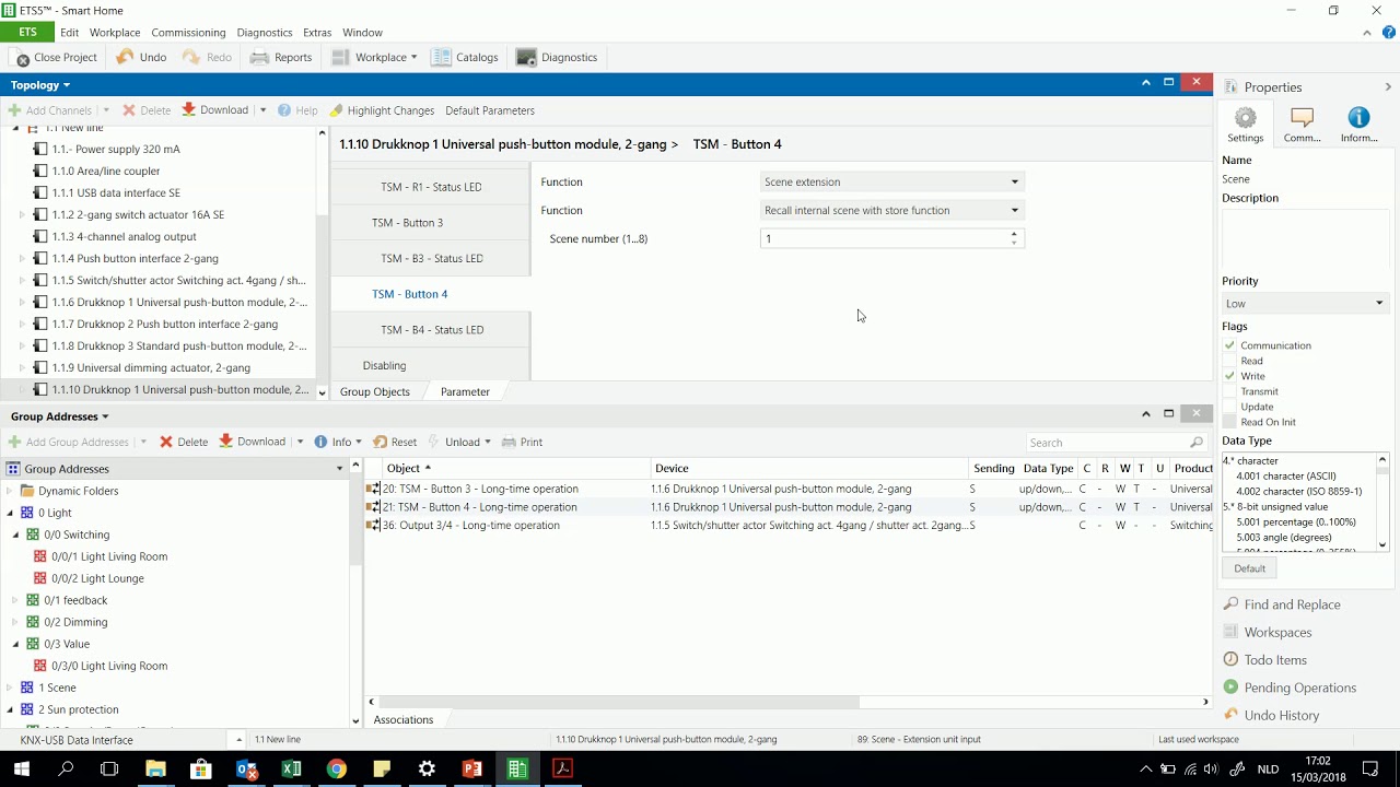 New KNX ETS5 Scene in pushbutton