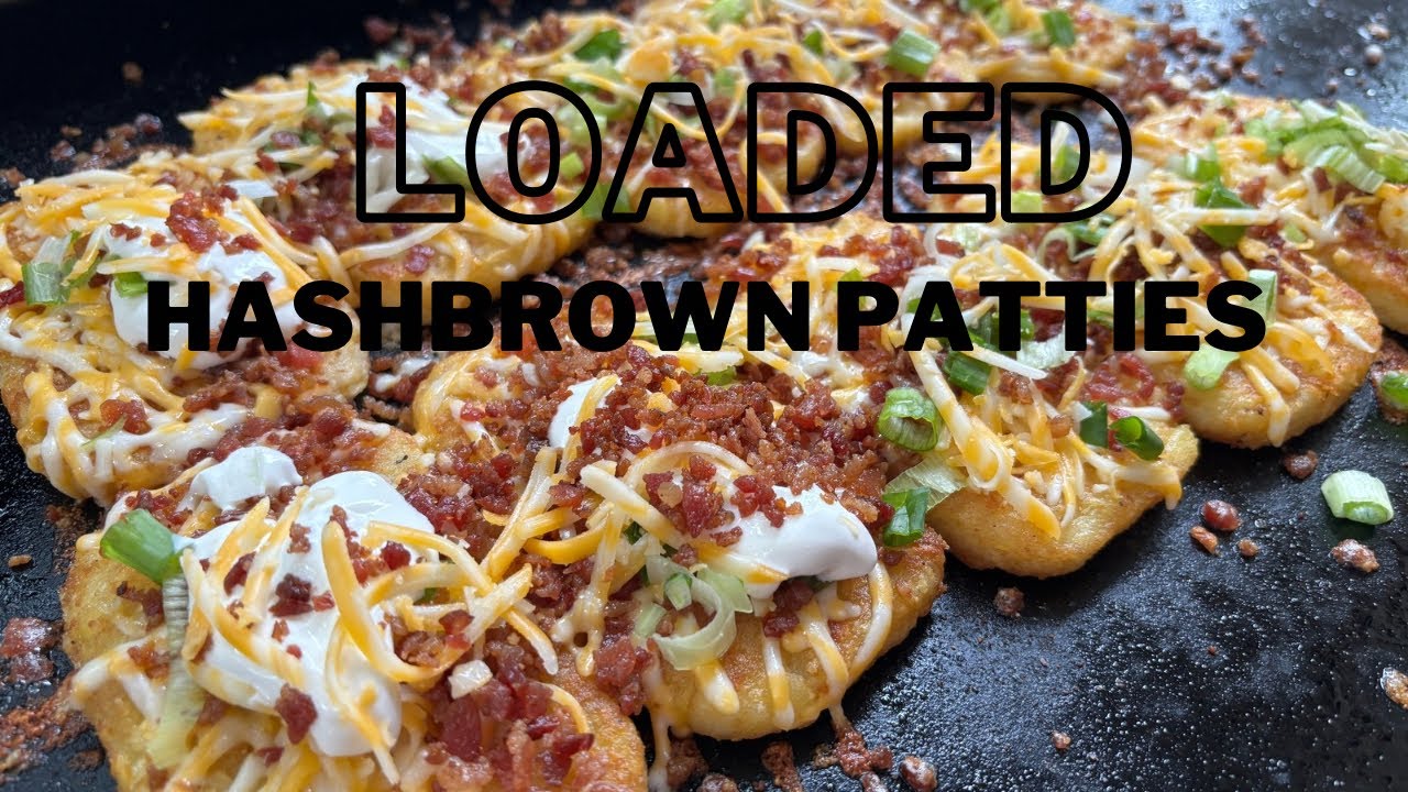 How to make loaded hash brown patties on the Blackstone prefect hack for potato skins YouTube