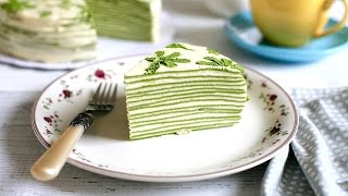 MATCHA CREPE CAKE recipe - Cách làm bánh CREPE TRÀ XANH NGÀN LỚP (How to make mille crepe)