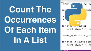 Count The Occurrences Of Each Item In A List | Python Example