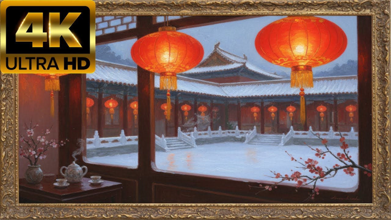 Frame | Chinese New Year 4K TV Art | Forbidden City Snowfall & Red Lantern Glow (春節)