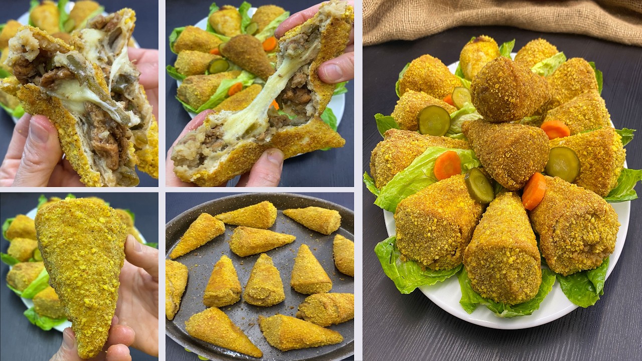 مقبلات شهيه و اقتصادية بربع كيلو دجاج فقط عملت 14 قمع مقرمش