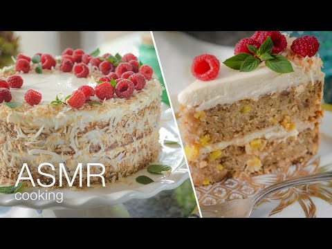 How to make HUMMINGBIRD CAKE  banana cake with pineapple and cream cheese  ASMR cooking recipe