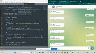 Telegram ChatBot using NodeJS and External API describing the population of a city