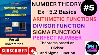 Ex - 5.2 Basics Number Theory || Divisor Function || Sigma Function || Perfect Number || Theorems ||