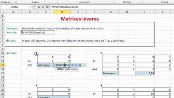 59. Función Excel74Matriz Inversa  75Multiplicación de Matrices  76Suma de Producto1