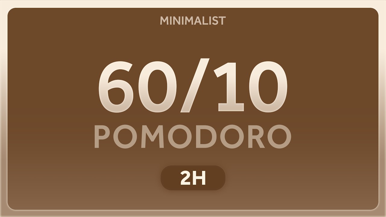 Pomodoro Timer 60/10 with Brown Noise | 2 Hours for Deep Work & Study ...
