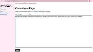CS50's Web Programming with Python and JavaScript: Project 1: Wiki.
