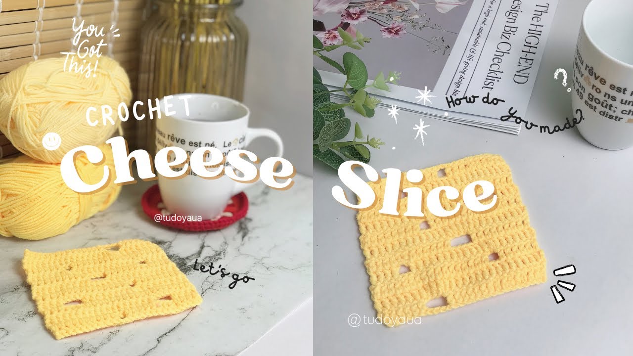 Crochet Cheese Slice 🧀Hướng dẫn móc đế lót ly hình lát phômai đơn giản cho người mới bắt đầu.