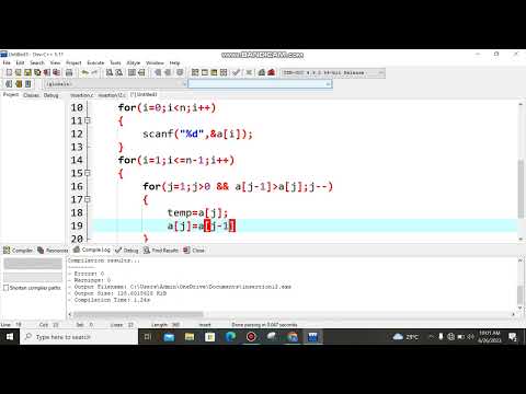 Insertion Sort Program in C Language |