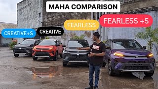 Tata Nexon 2023 Comparison video  Creative vs Creative+ S vs Fearless vs Fearless+S 🙂