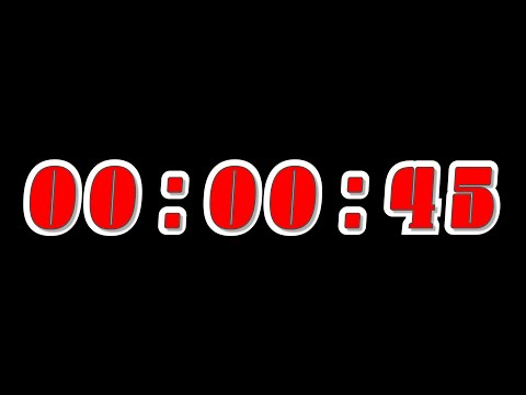 45 Seconds Countdown Timer with Alarm & Time Markers / Chapters - Red & White - Outline