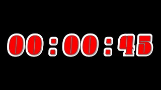 45 Seconds Countdown Timer with Alarm & Time Markers / Chapters - Red & White - Outline