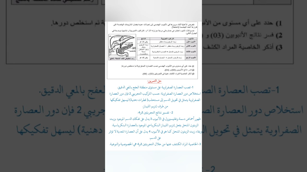 تمرين حول خصائص الانزيمات رابعة متوسط