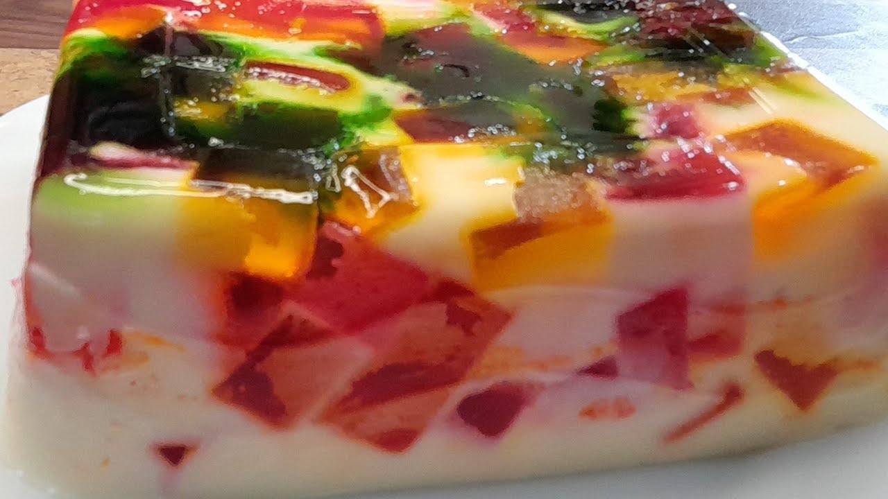 Broken Glass Jelly Pudding RecipeNo Bake Dessert Recipe YouTube