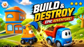 🚜 BIG TRUCK & EXCAVATOR ADVENTURE! 😱 | Build, Drive & Destroy 🚛💥 | Kids Game screenshot 1